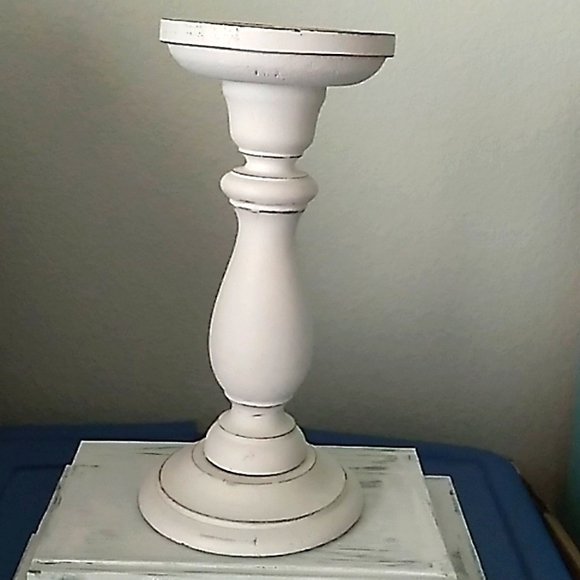 Candlestick candle holder white rustic - Picture 3 of 10